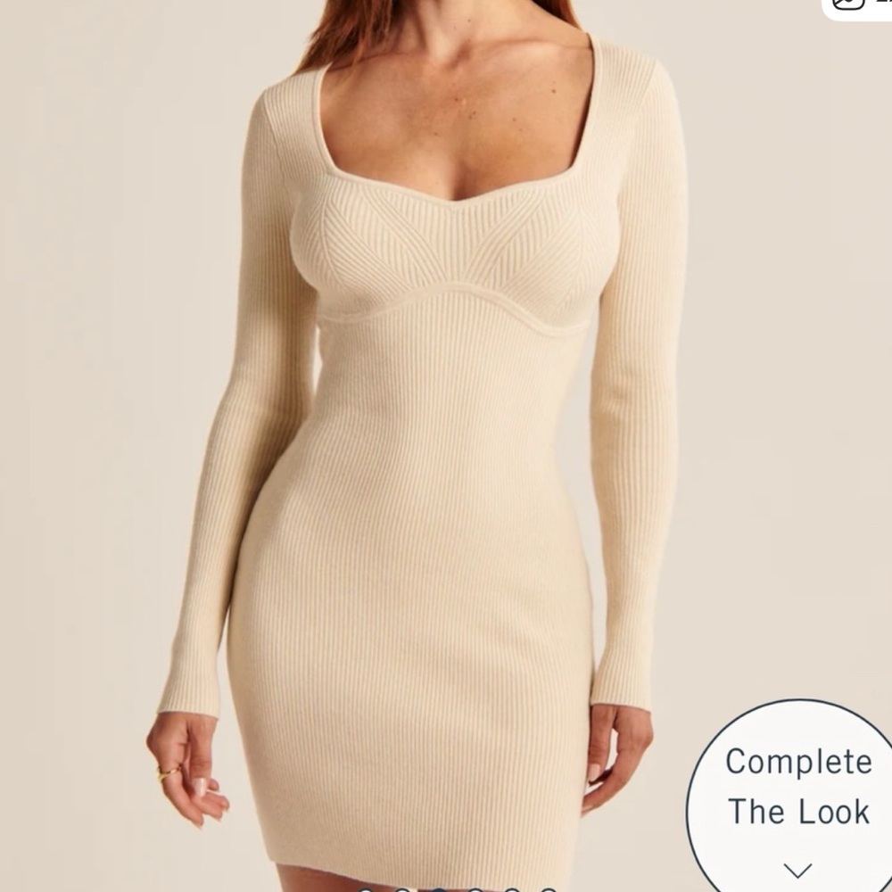 Abercrombie & Fitch Cream Corset Sweater Dress